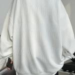 White Men's Loose Solid Sweatshirt, Casual Crew Neck Long Sleeve Top For Outdoor