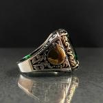 New Fashion Classical Green Square Synthetic Gems Decor Engraved Alloy Ring