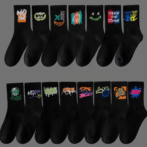 10 Pairs Graffiti Print Socks